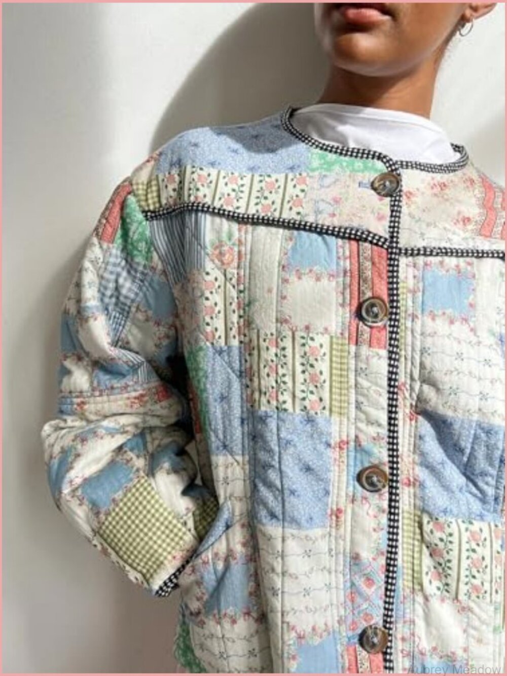 Women's Floral Print Quilted Puffer Jacket Long Sleeve Lightweight Open Front - Picture 2 of 5